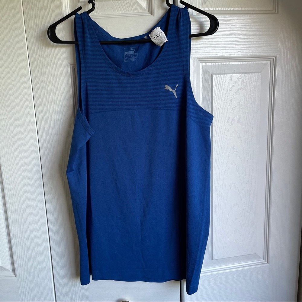 Puma evoknit workout tank royal blue with silver puma
